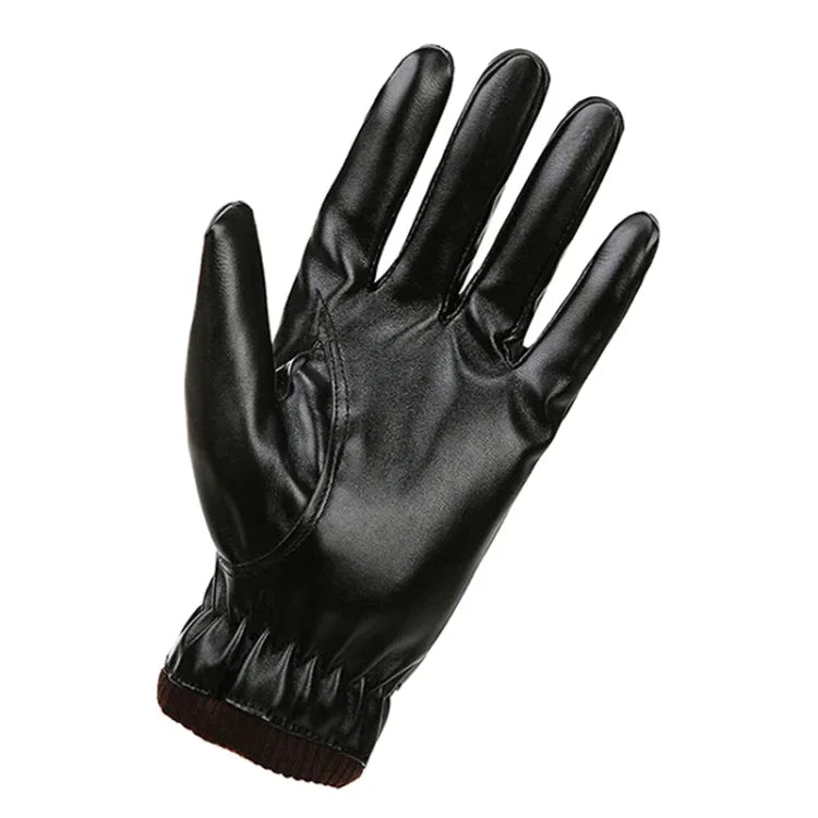 Luvas de Homem para Outono e Inverno, À Prova de Vento, Forro de Pelúcia Quente, PU, para Ciclismo, 01
