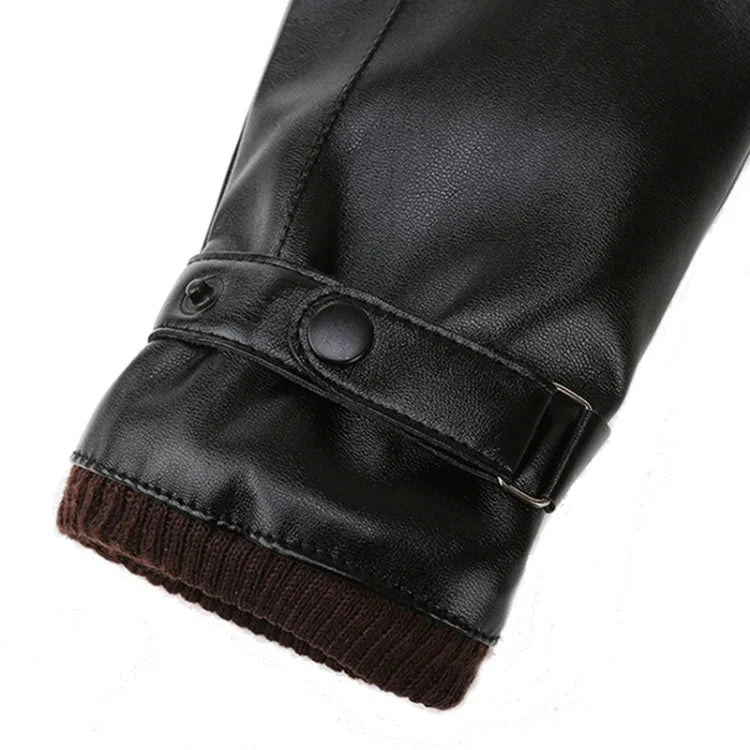 Luvas de Homem para Outono e Inverno, À Prova de Vento, Forro de Pelúcia Quente, PU, para Ciclismo, 01