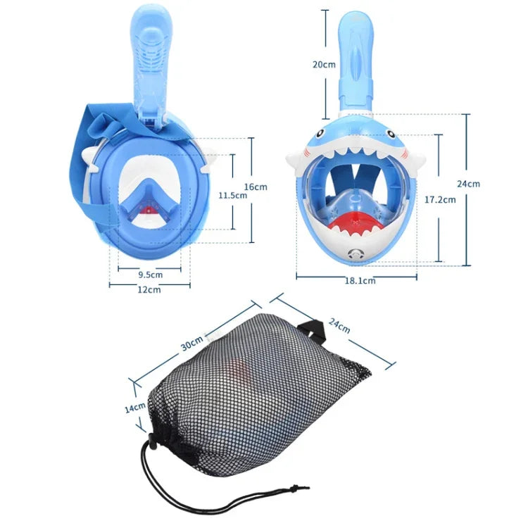 Máscara de Mergulho Seca Completa para Crianças com Desenho Animado, Anti-Embaçamento para Natação e Snorkeling, XS