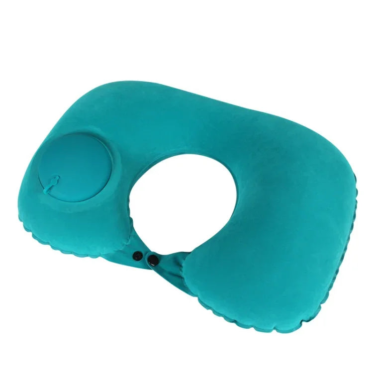 Travel Inflatable Press U-Shaped Neck Guard Pillow, Flocked U009-01（Peacock Green ）, Flocked U009-03（Light Gray）, Flocked U009-04（Medium Blue）, Flocked U009-02（Rose Red）, Flocked U009-05（Dark Blue）, Flocked U009-060（Sky Blue）, Flocked U009-070（Orange）