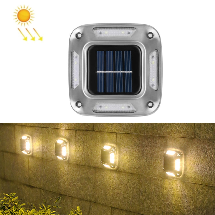 Lâmpada de Parede Solar com 8 LEDs para Exterior em Aço Inoxidável, Luz Branca, Luz Quente, Luz Colorida