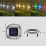 Lâmpada de Parede Solar com 8 LEDs para Exterior em Aço Inoxidável, Luz Branca, Luz Quente, Luz Colorida