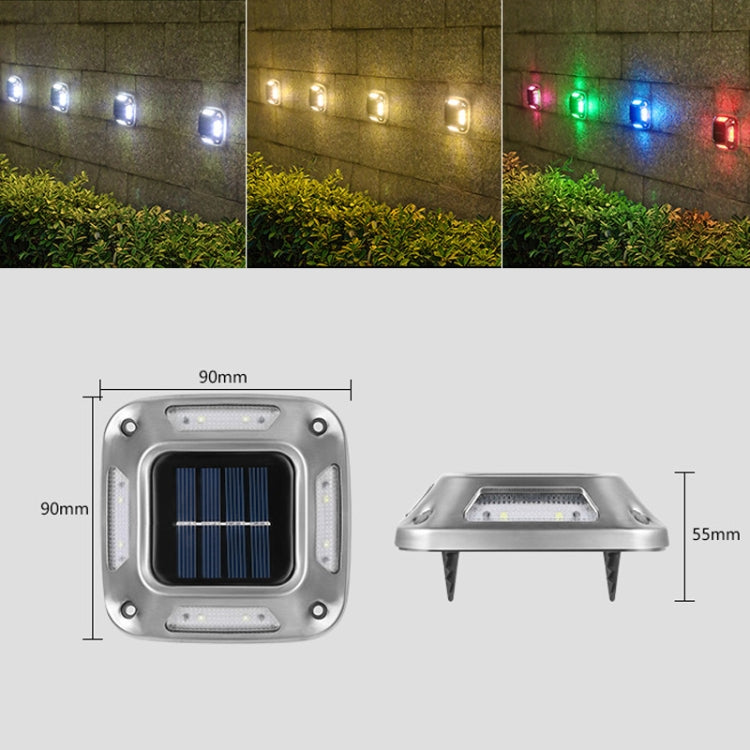 Lâmpada de Parede Solar com 8 LEDs para Exterior em Aço Inoxidável, Luz Branca, Luz Quente, Luz Colorida