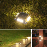 Lâmpada de Parede Solar com 8 LEDs para Exterior em Aço Inoxidável, Luz Branca, Luz Quente, Luz Colorida