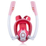 Máscara de Mergulho e Snorkeling de Silicone Seca Completa com Duplo Tubo para Crianças, Óculos de Natação, XS