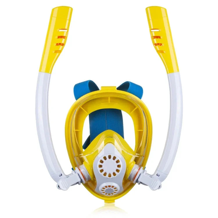 Máscara de Mergulho e Snorkeling de Silicone Seca Completa com Duplo Tubo para Crianças, Óculos de Natação, XS
