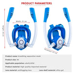 Máscara de Mergulho e Snorkeling de Silicone Seca Completa com Duplo Tubo para Crianças, Óculos de Natação, XS