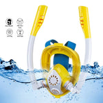 Máscara de Mergulho e Snorkeling de Silicone Seca Completa com Duplo Tubo para Crianças, Óculos de Natação, XS