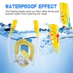 Máscara de Mergulho e Snorkeling de Silicone Seca Completa com Duplo Tubo para Crianças, Óculos de Natação, XS