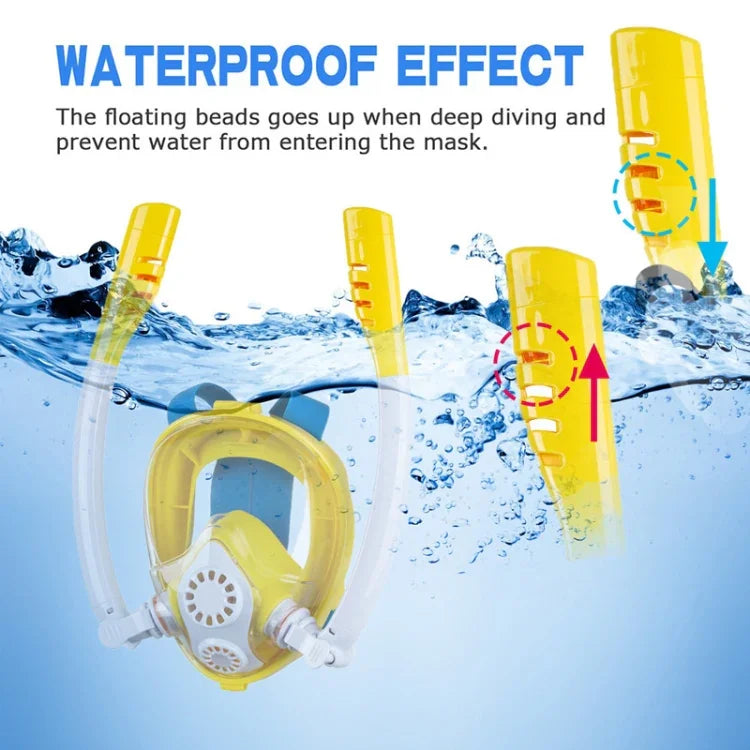 Máscara de Mergulho e Snorkeling de Silicone Seca Completa com Duplo Tubo para Crianças, Óculos de Natação, XS