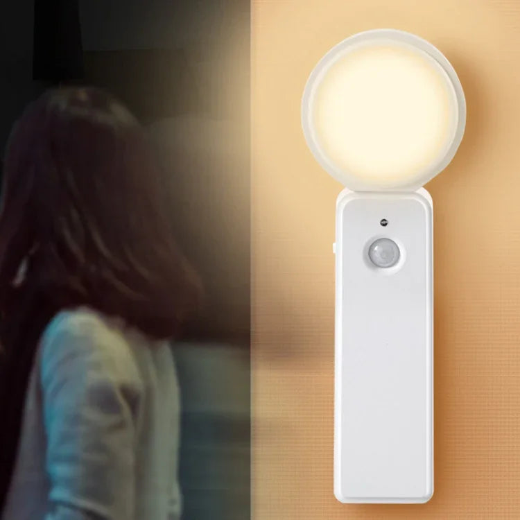 Luz Noturna Inteligente de Indução Corporal Humana LED 1,2W com Carregamento USB, Luz Quente com Sensor, Luz Branca com Sensor