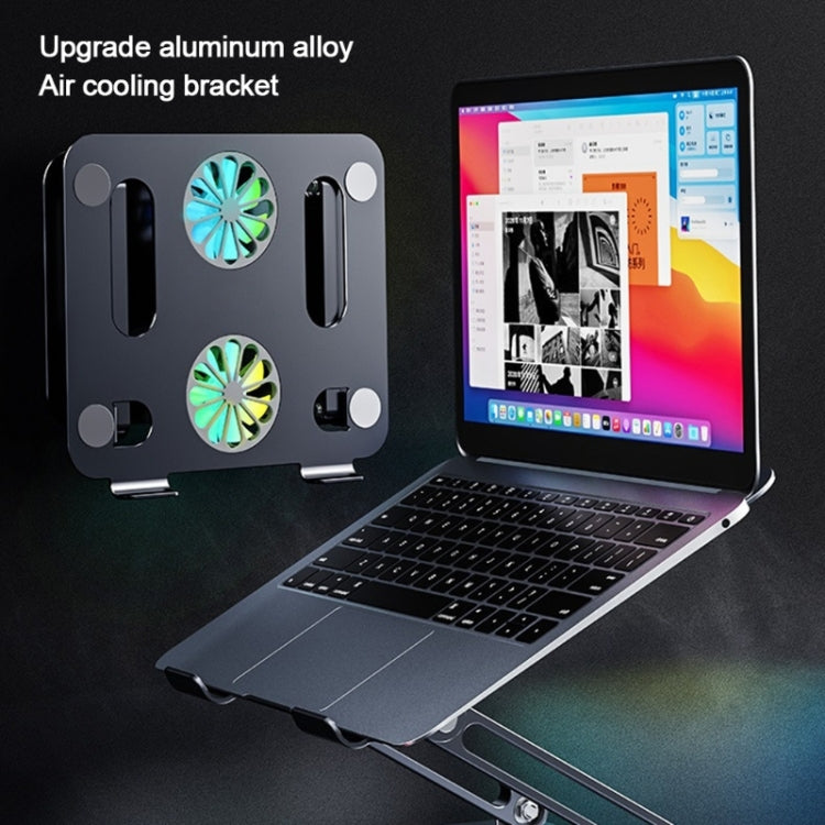 Suporte Dobrável para Computador em Liga de Alumínio BONERUY P43F, Base de Arrefecimento para Portátil, Prateado, Cinzento, Prateado com Cabo Tipo-C, Cinzento com Cabo Tipo-C