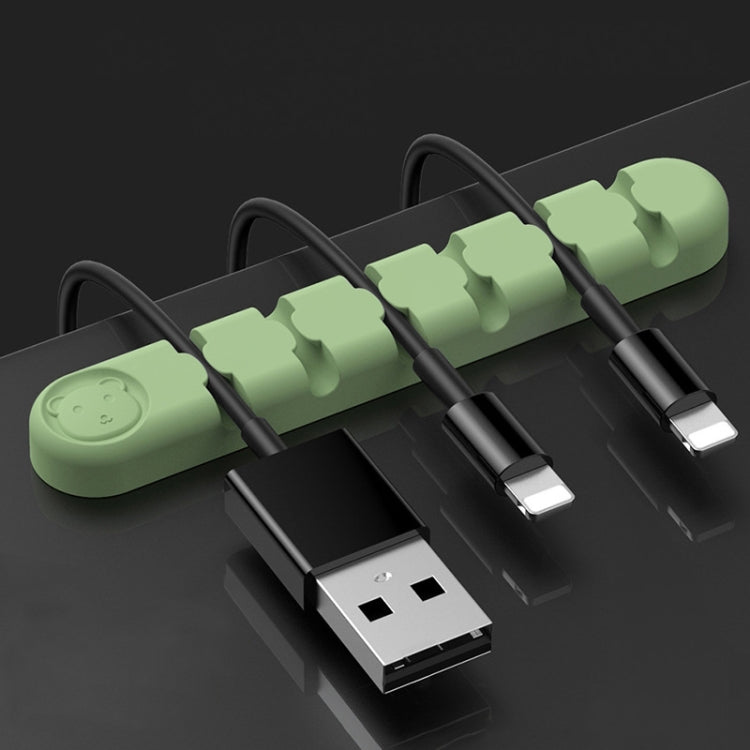 Dispositivo de Organização e Fixação de Cabos de Dados de Secretária em Silicone com 6 Furos Urso, 6 Furos
