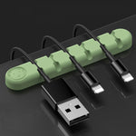 Dispositivo de Organização e Fixação de Cabos de Dados de Secretária em Silicone com 6 Furos Urso, 6 Furos