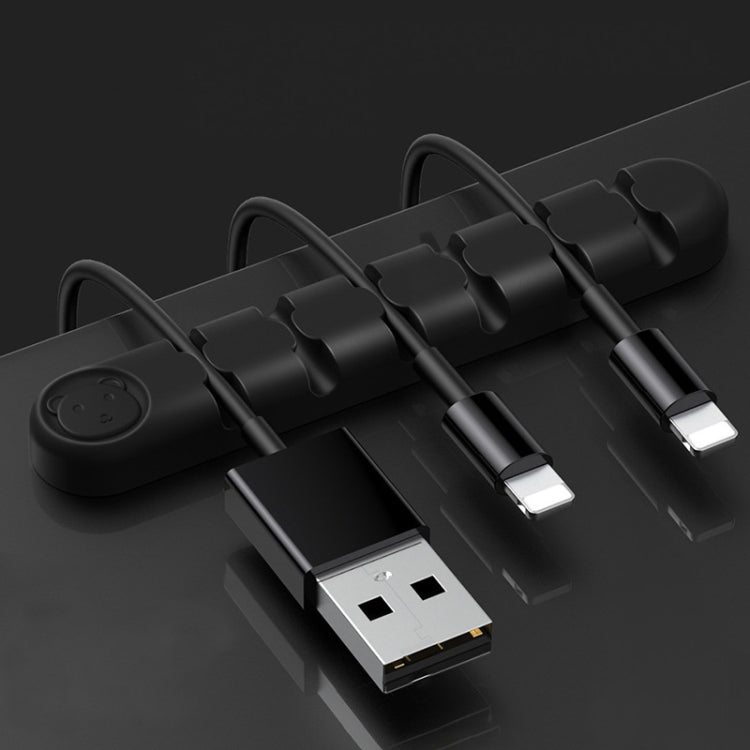 Dispositivo de Organização e Fixação de Cabos de Dados de Secretária em Silicone com 6 Furos Urso, 6 Furos