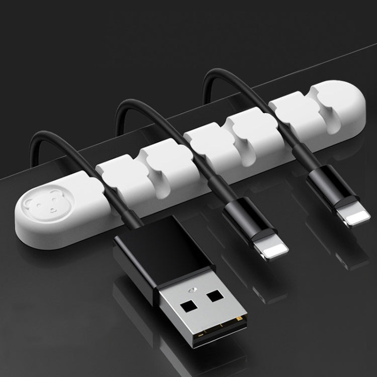 Dispositivo de Organização e Fixação de Cabos de Dados de Secretária em Silicone com 6 Furos Urso, 6 Furos
