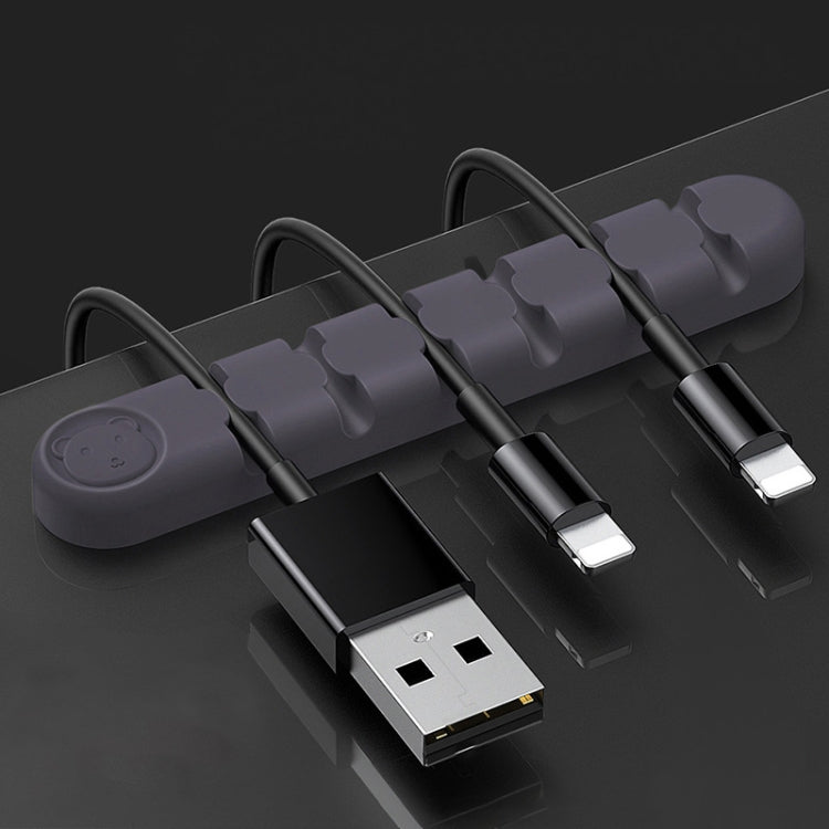 Dispositivo de Organização e Fixação de Cabos de Dados de Secretária em Silicone com 6 Furos Urso, 6 Furos