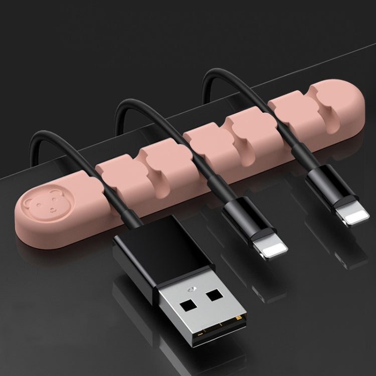 Dispositivo de Organização e Fixação de Cabos de Dados de Secretária em Silicone com 6 Furos Urso, 6 Furos