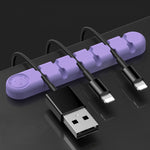 Dispositivo de Organização e Fixação de Cabos de Dados de Secretária em Silicone com 6 Furos Urso, 6 Furos