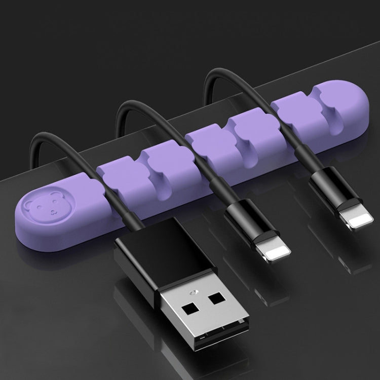 Dispositivo de Organização e Fixação de Cabos de Dados de Secretária em Silicone com 6 Furos Urso, 6 Furos