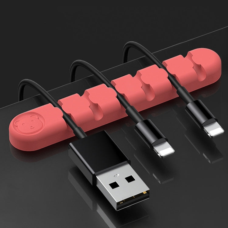 Dispositivo de Organização e Fixação de Cabos de Dados de Secretária em Silicone com 6 Furos Urso, 6 Furos