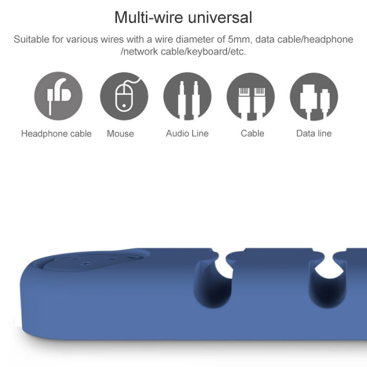 Dispositivo de Organização e Fixação de Cabos de Dados de Secretária em Silicone com 6 Furos Urso, 6 Furos