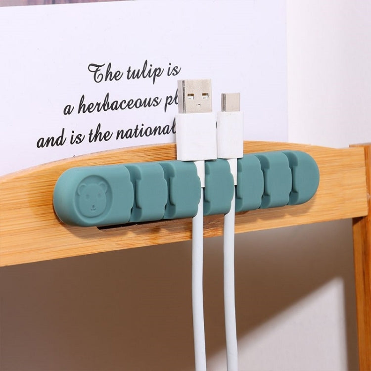 Dispositivo de Organização e Fixação de Cabos de Dados de Secretária em Silicone com 6 Furos Urso, 6 Furos