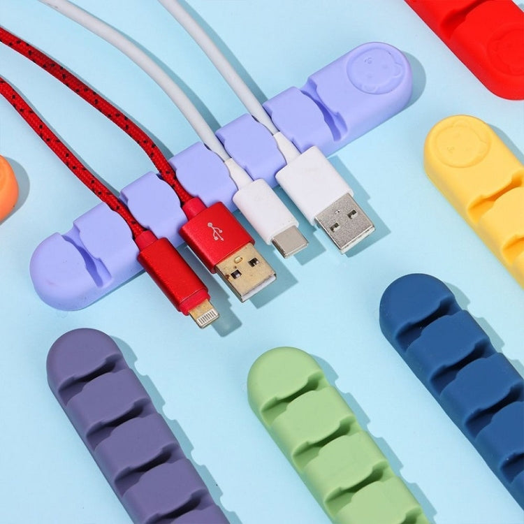 Dispositivo de Organização e Fixação de Cabos de Dados de Secretária em Silicone com 6 Furos Urso, 6 Furos