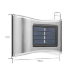 Lâmpada de Parede Solar para Jardim Exterior em Aço Inoxidável com 6 LEDs, Luz Branca, Luz Quente, Luz Colorida