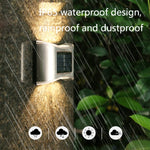 Lâmpada de Parede Solar para Jardim Exterior em Aço Inoxidável com 6 LEDs, Luz Branca, Luz Quente, Luz Colorida