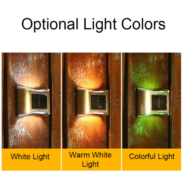 Lâmpada de Parede Solar para Jardim Exterior em Aço Inoxidável com 6 LEDs, Luz Branca, Luz Quente, Luz Colorida