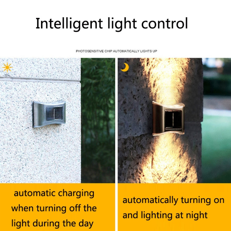 Lâmpada de Parede Solar para Jardim Exterior em Aço Inoxidável com 6 LEDs, Luz Branca, Luz Quente, Luz Colorida