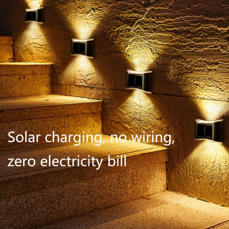 Lâmpada de Parede Solar para Jardim Exterior em Aço Inoxidável com 6 LEDs, Luz Branca, Luz Quente, Luz Colorida