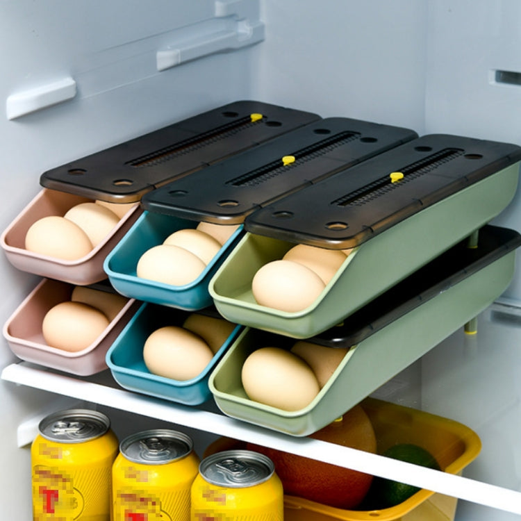 Caixa de Armazenamento de Ovos com Reabastecimento Automático Caixa de Conservação para Frigorífico, 1 Camada Verde, 1 Camada Azul, 1 Camada Rosa
