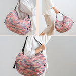 Saco de Compras Dobrável Bolsa de Ombro Portátil para Viagem, Azul Marinho, Rosa Colorido, Leopardo Preto, Padrão de Losangos, Padrão de Flor Grande