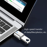 3 UNIDADES Adaptador OTG USB 3.0 Fêmea para USB-C / Tipo-C Macho com Luz Indicadora, 3 UNIDADES com Indicador