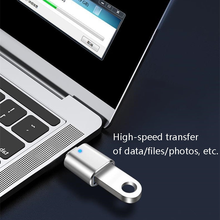 3 UNIDADES Adaptador OTG USB 3.0 Fêmea para USB-C / Tipo-C Macho com Luz Indicadora, 3 UNIDADES com Indicador