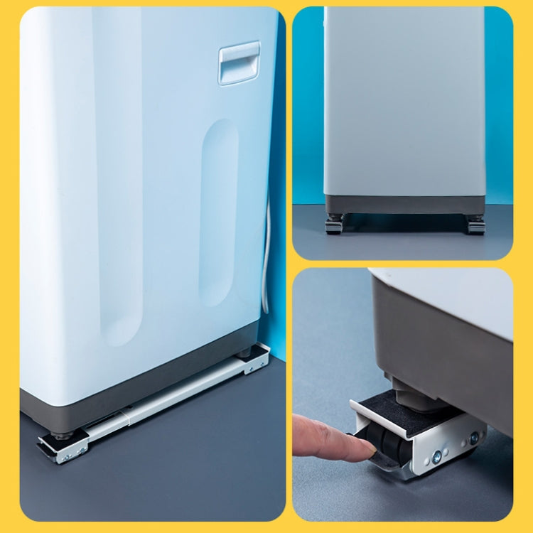 2 PCS Washing Machine Stand Movable Adjustable Refrigerator Base, Washing Machine Stand (Silver), Washing Machine Stand (White)