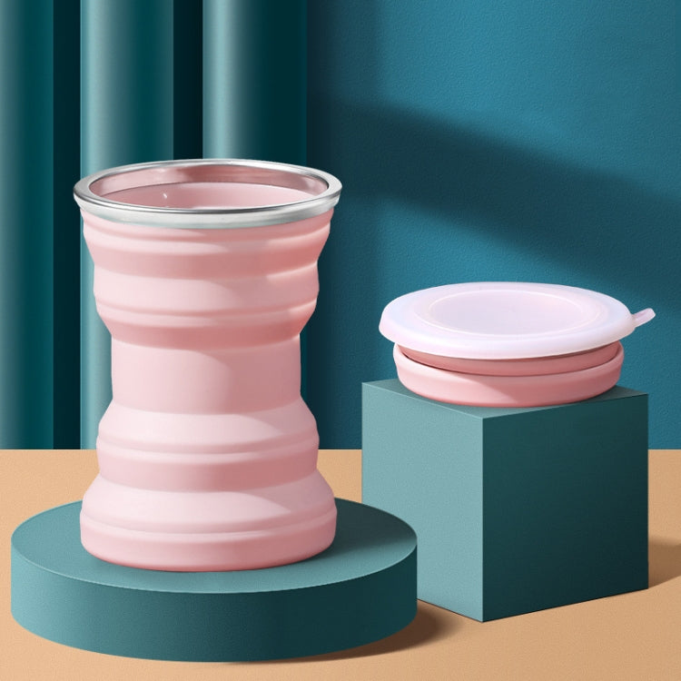 Copo de Água Dobrável Portátil de Silicone AK1313 320ml com Tampa, Azul, Rosa, Cinzento, Branco