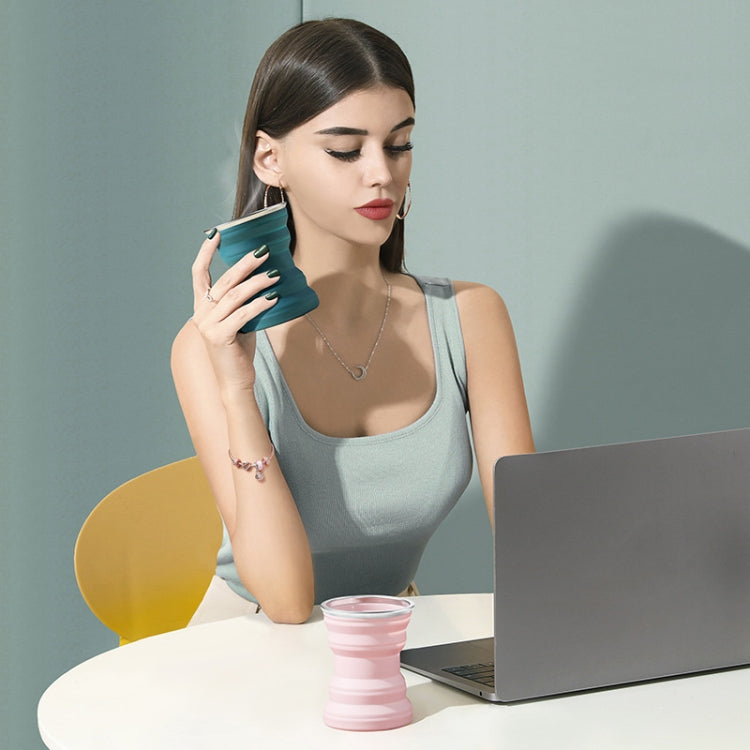 Copo de Água Dobrável Portátil de Silicone AK1313 320ml com Tampa, Azul, Rosa, Cinzento, Branco