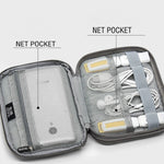 Bolsa de Armazenamento para Cabo de Dados de Duas Camadas Baona BN-D004, Bolsa para Acessórios Digitais, Cinzento, Preto