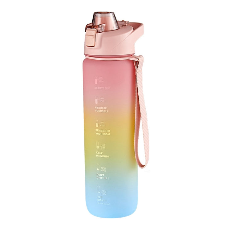 Copo Desportivo de Plástico de Grande Capacidade 1000ml com Cores em Gradiente, Rosa Cereja, Azul Céu, Cinzento Prateado
