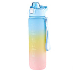 Copo Desportivo de Plástico de Grande Capacidade 1000ml com Cores em Gradiente, Rosa Cereja, Azul Céu, Cinzento Prateado