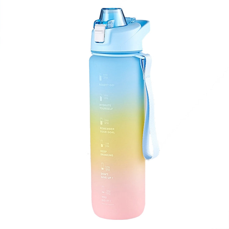 Copo Desportivo de Plástico de Grande Capacidade 1000ml com Cores em Gradiente, Rosa Cereja, Azul Céu, Cinzento Prateado