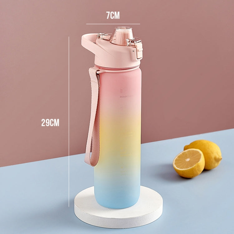 Copo Desportivo de Plástico de Grande Capacidade 1000ml com Cores em Gradiente, Rosa Cereja, Azul Céu, Cinzento Prateado