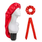 3 PCS/Conjunto Touca Longa para Cuidados de Cabelo + Turbante + Anel de Cabelo, Vermelho, Azul, Roxo, Preto, Branco, Laranja, Vermelho Rosado, Prateado, Champanhe, Azul Lago