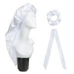 3 PCS/Conjunto Touca Longa para Cuidados de Cabelo + Turbante + Anel de Cabelo, Vermelho, Azul, Roxo, Preto, Branco, Laranja, Vermelho Rosado, Prateado, Champanhe, Azul Lago
