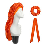 3 PCS/Conjunto Touca Longa para Cuidados de Cabelo + Turbante + Anel de Cabelo, Vermelho, Azul, Roxo, Preto, Branco, Laranja, Vermelho Rosado, Prateado, Champanhe, Azul Lago