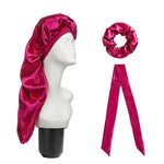 3 PCS/Conjunto Touca Longa para Cuidados de Cabelo + Turbante + Anel de Cabelo, Vermelho, Azul, Roxo, Preto, Branco, Laranja, Vermelho Rosado, Prateado, Champanhe, Azul Lago