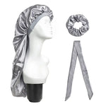 3 PCS/Conjunto Touca Longa para Cuidados de Cabelo + Turbante + Anel de Cabelo, Vermelho, Azul, Roxo, Preto, Branco, Laranja, Vermelho Rosado, Prateado, Champanhe, Azul Lago